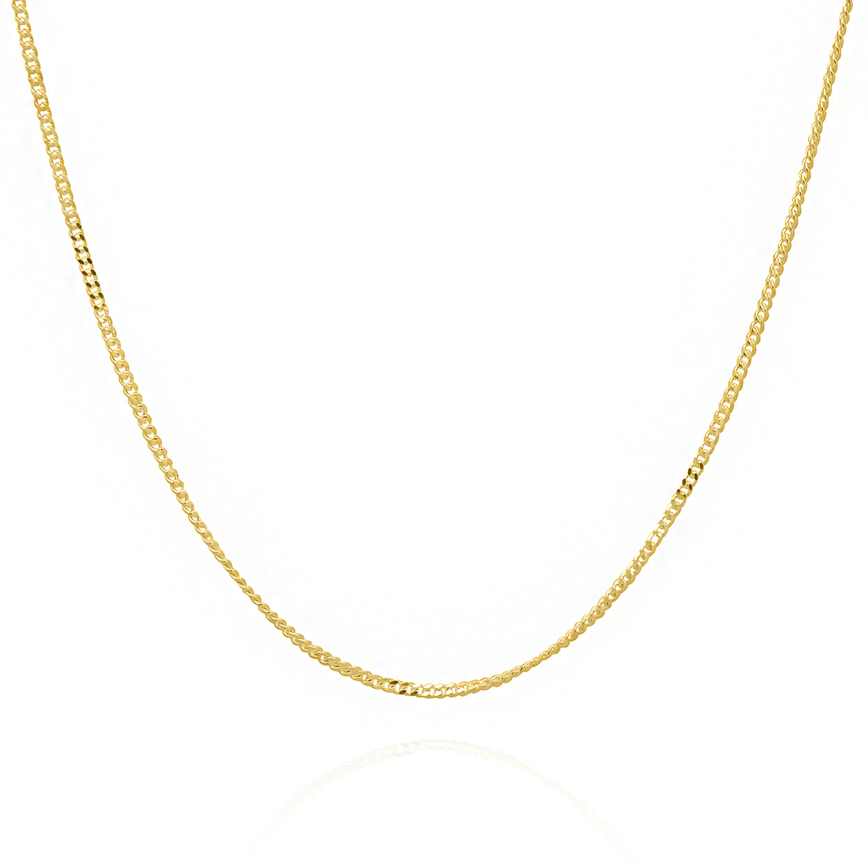1.5mm Wide Curb Style Chain Solid Gold Yellow