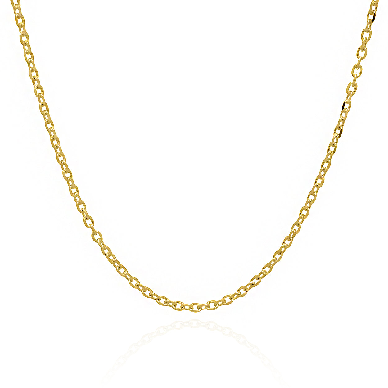 1.5mm Wide Rolo Style Chain Solid Gold Yellow