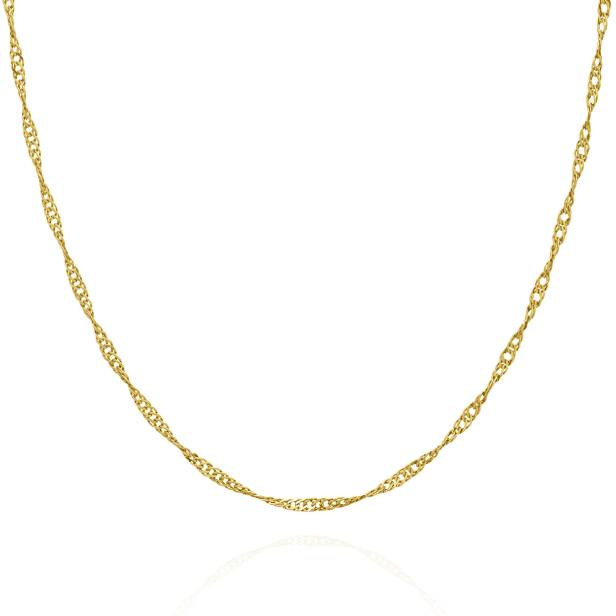 1.7mm Wide Singapore Style Chain Solid Gold Yellow