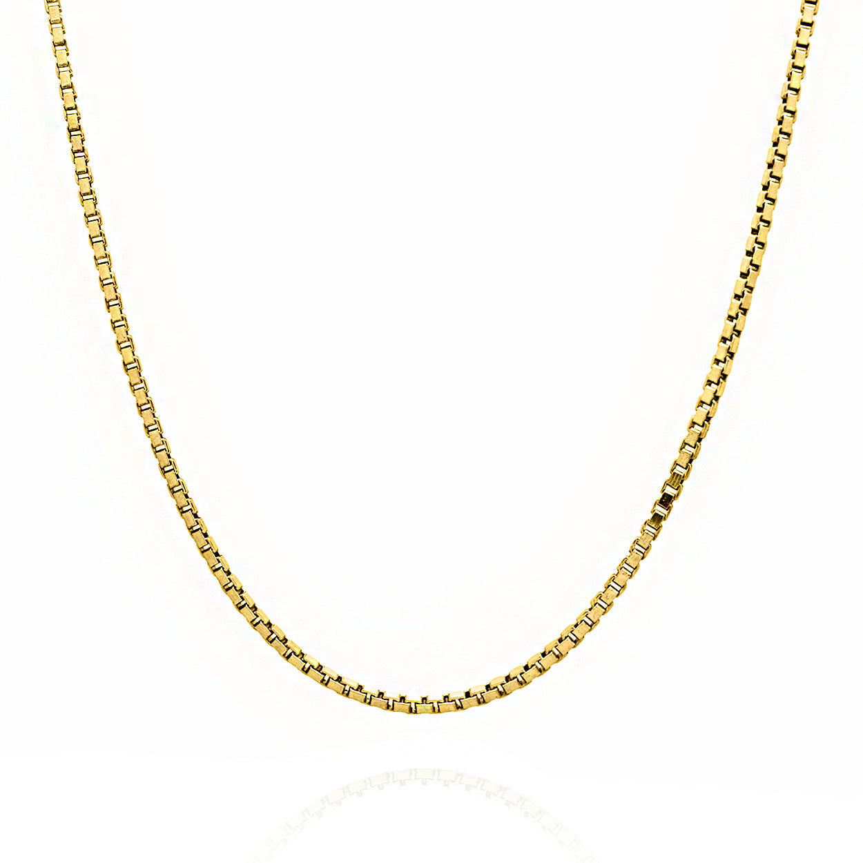 1.9m Wide Box Style Chain Solid Gold Yellow
