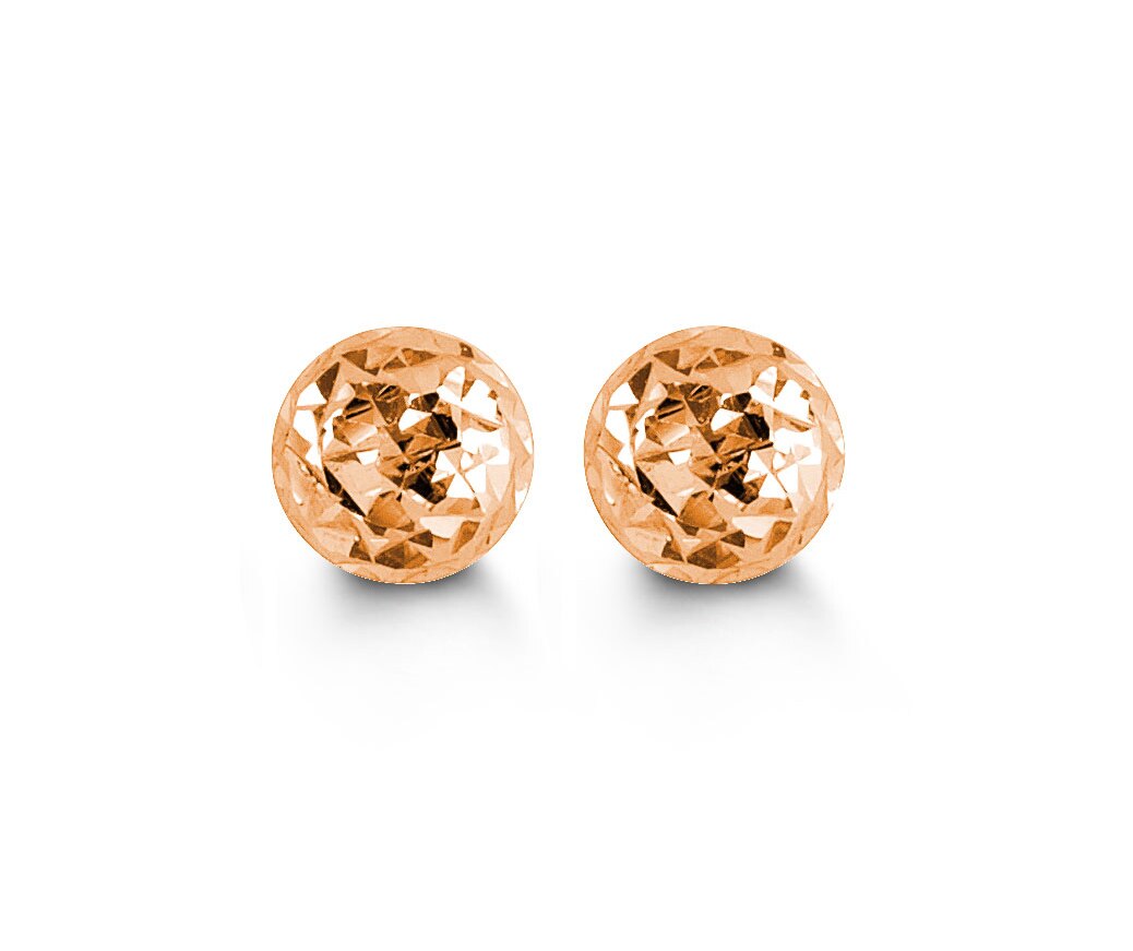 10KT Rose Gold Textured Ball Style Earrings 5mm Diameter