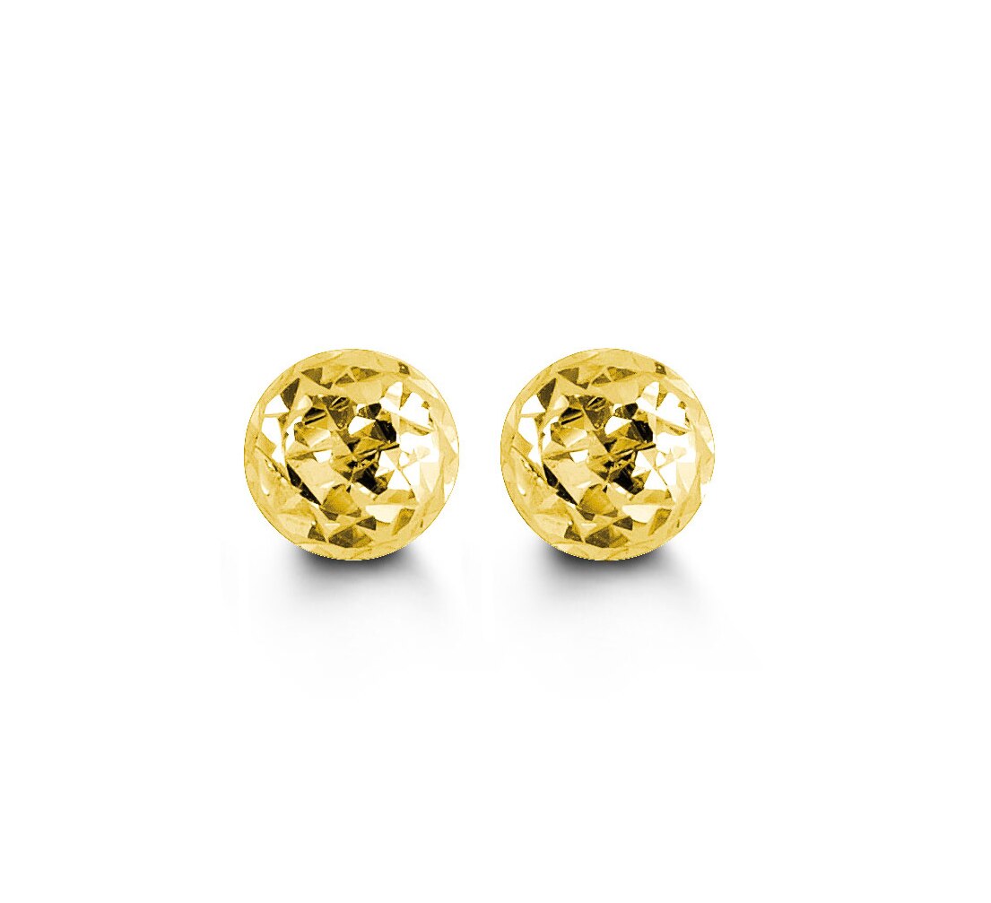 10KT Yellow Gold Textured Ball Style Earrings 5mm Diameter