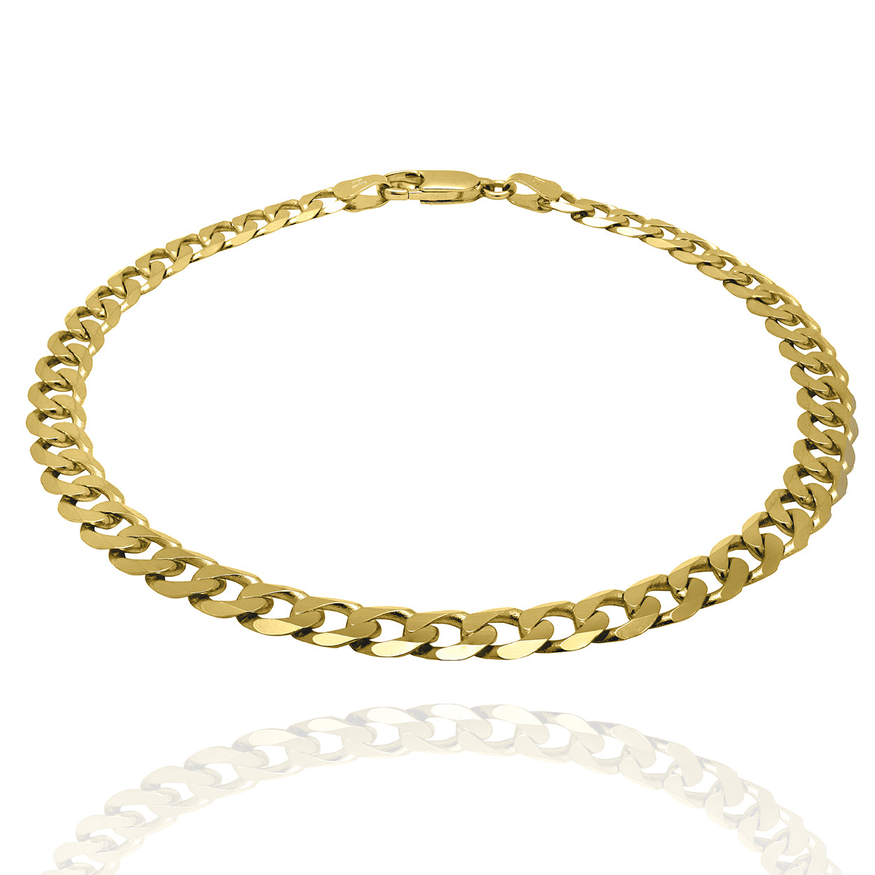 4.5mm wide Curb Style Bracelet Solid Gold Yellow