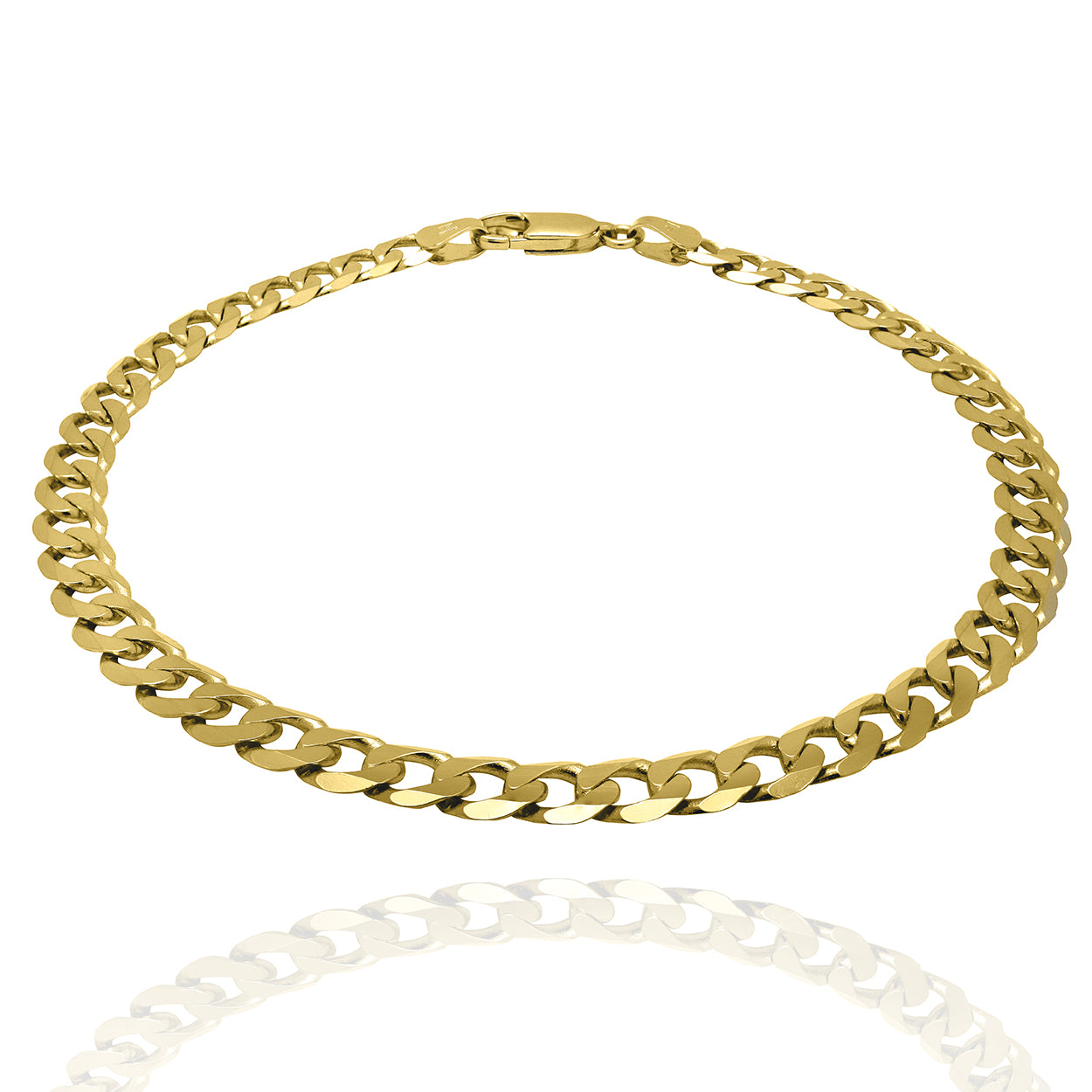 4.5mm wide Curb Style Bracelet Solid Gold Yellow
