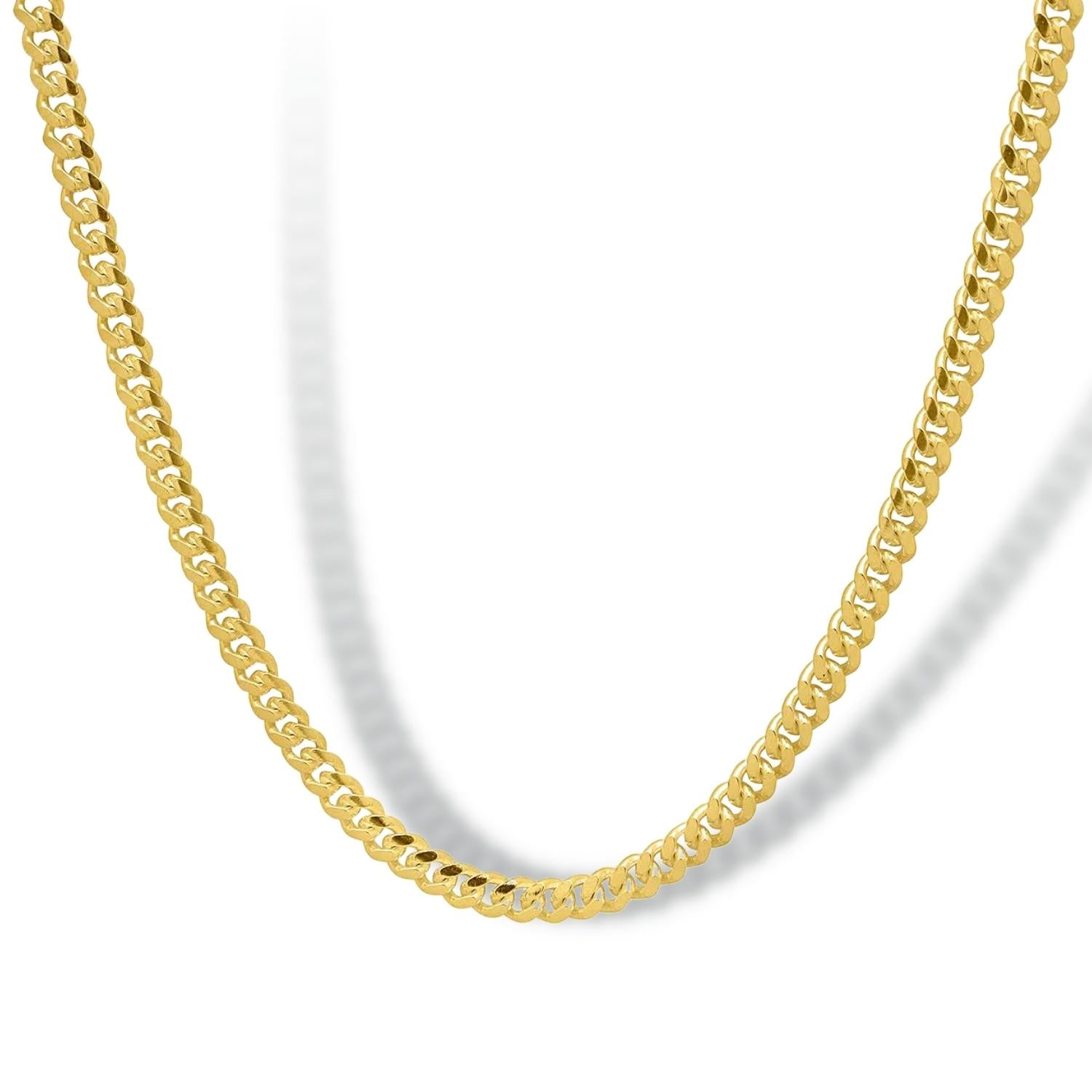 Solid Yellow Gold Miami Cuban Chain 4mm Width