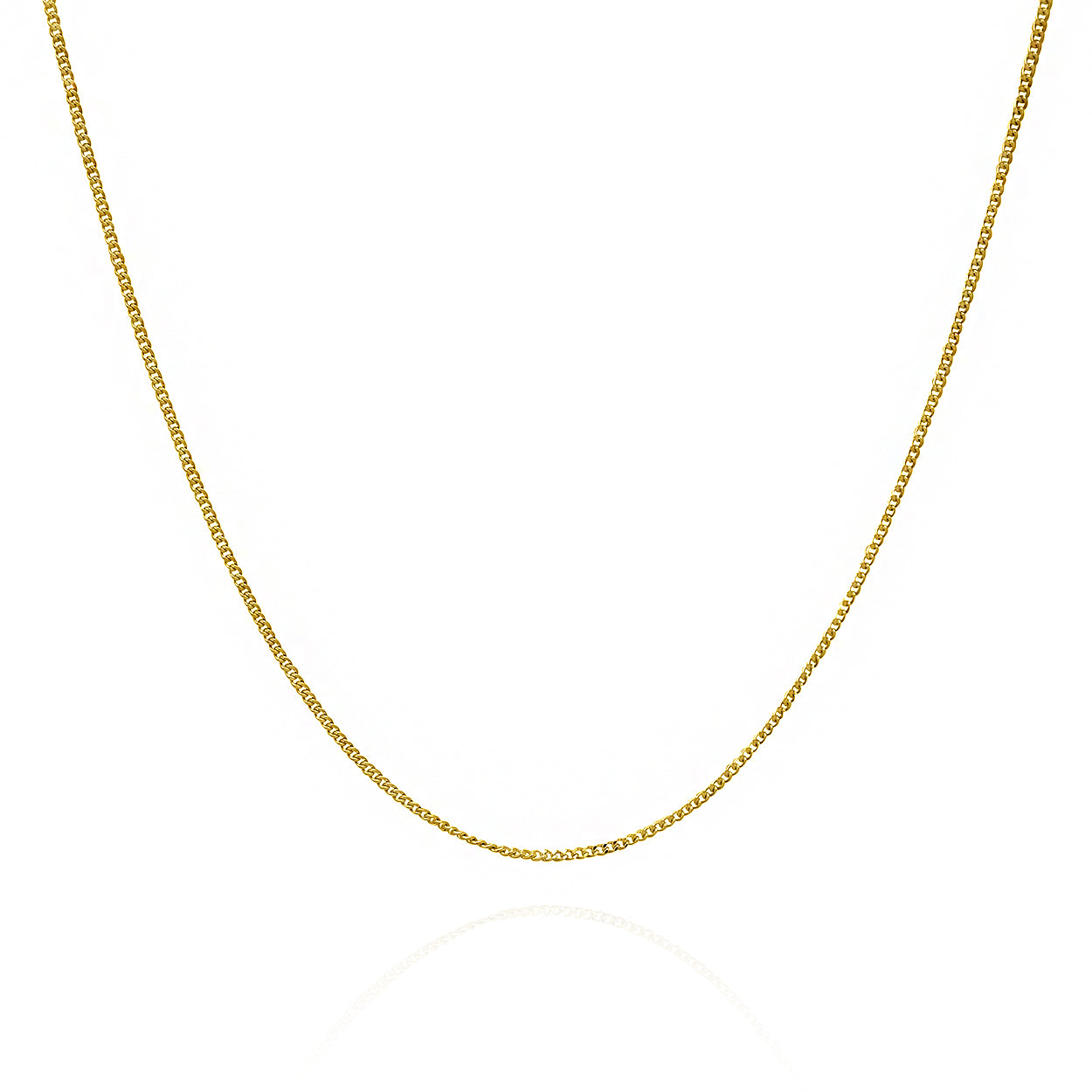 1mm Wide Curb Style Chain Solid Gold Yellow