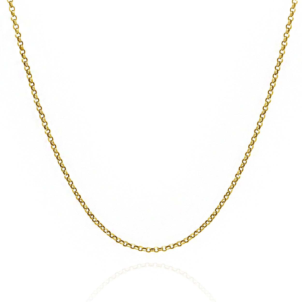 1mm Wide Rolo Style Chain Solid Gold Yellow