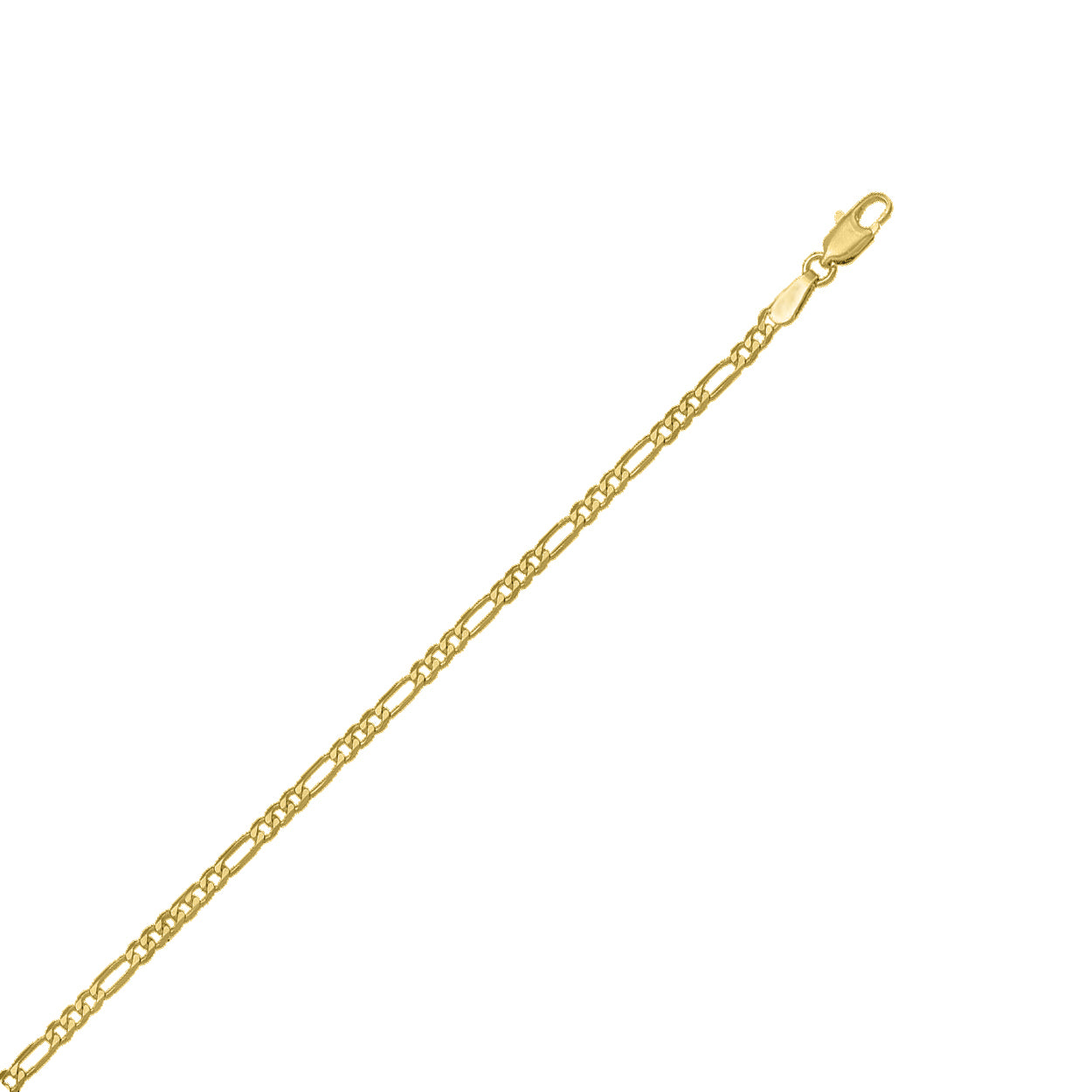 18kt Yellow Gold Figaro Style Bracelet with 2.4mm Width