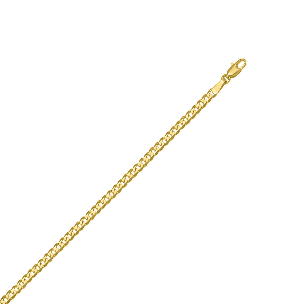 18KT Yellow Gold Beveled Curb Style Bracelet with 2.5mm Width