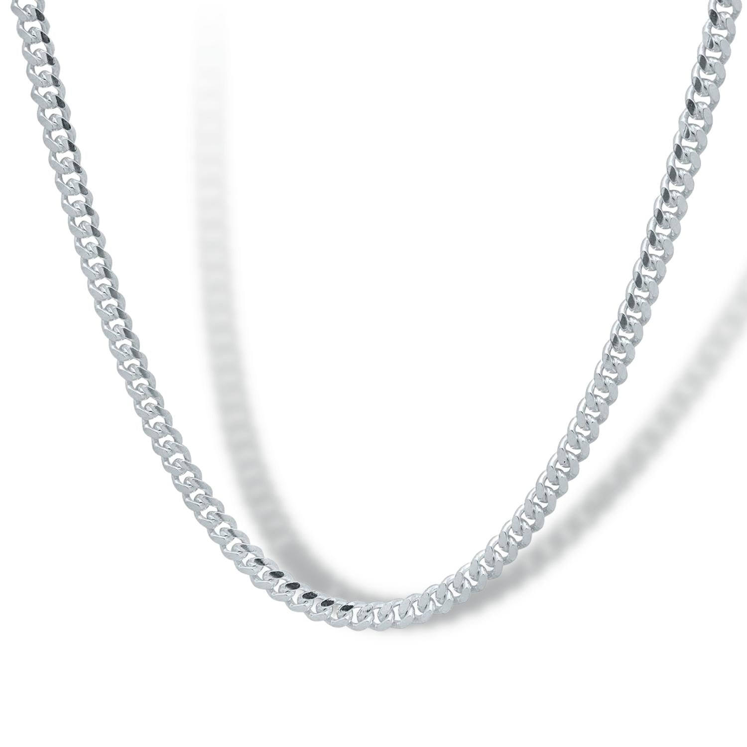 Solid White Gold Miami Cuban Chain 4mm Width