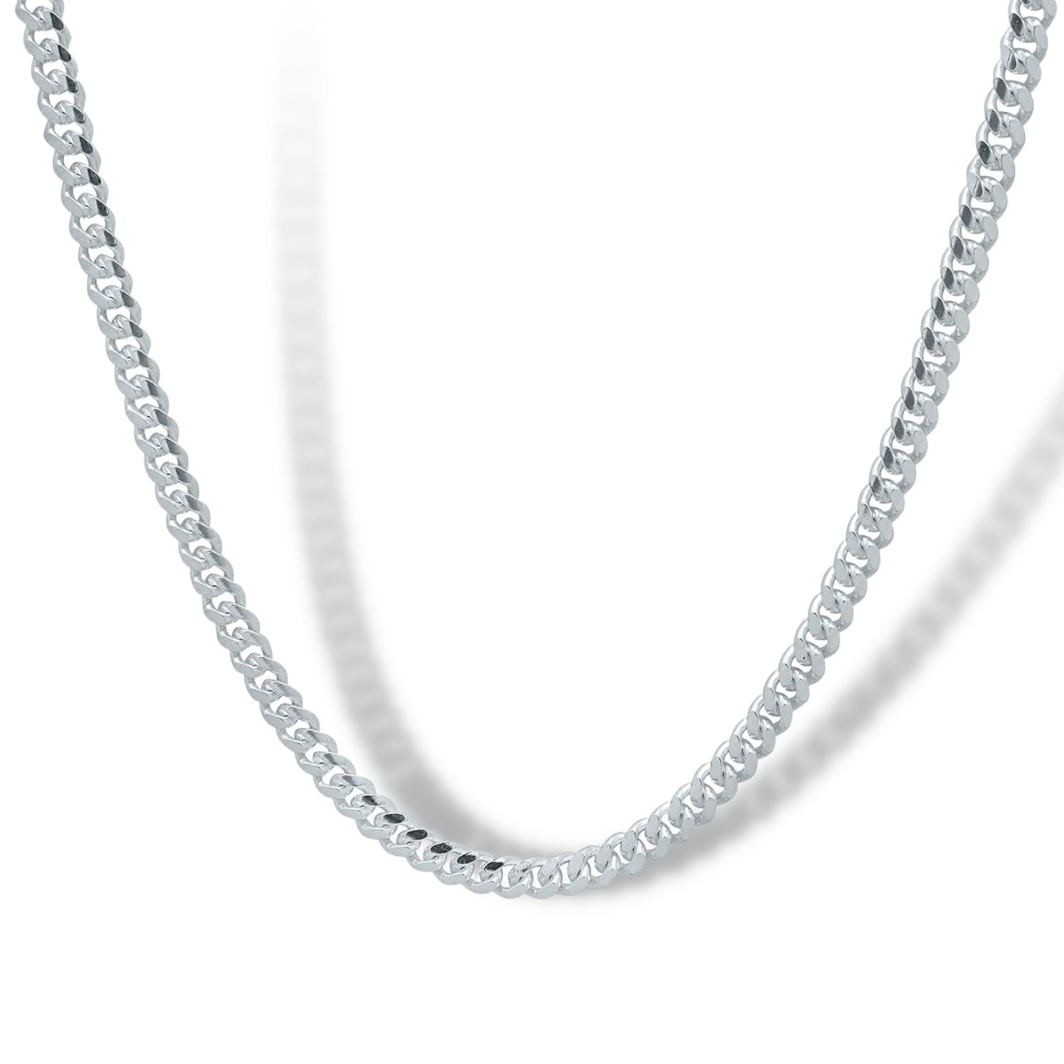 Solid White Gold Miami Cuban Chain 4mm Width