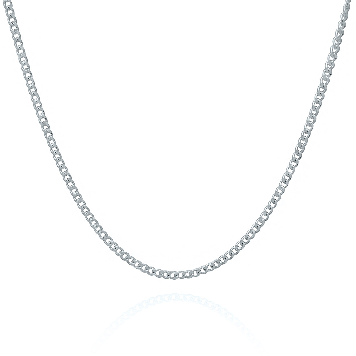 2mm Wide Curb Style Chain Solid Gold White