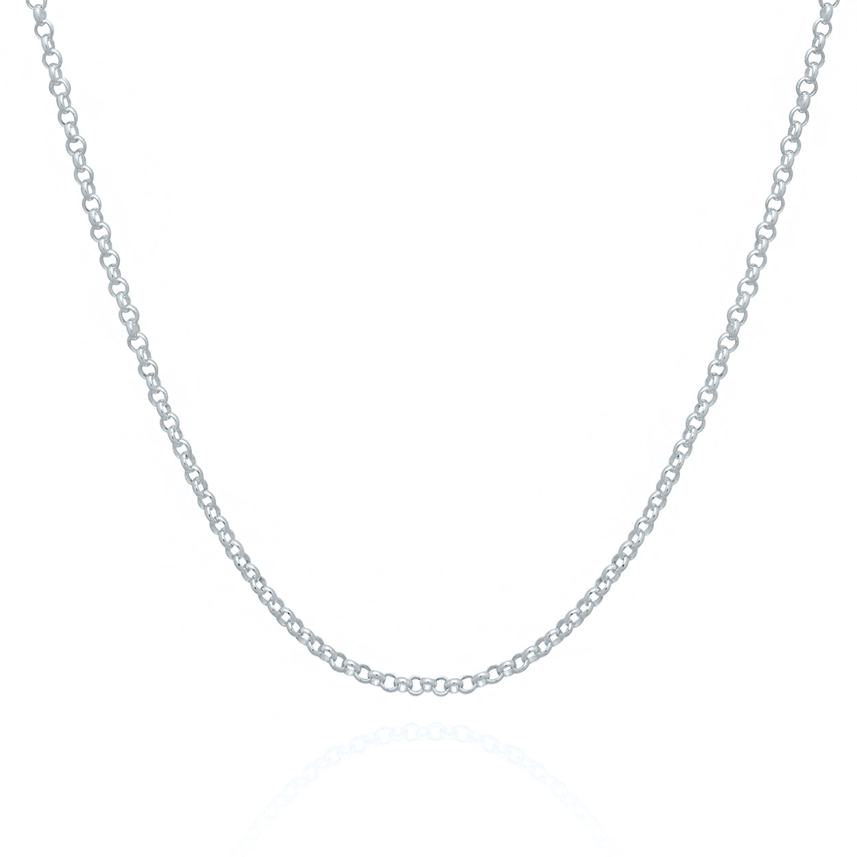 2mm Wide Rolo Style Chain Solid Gold White