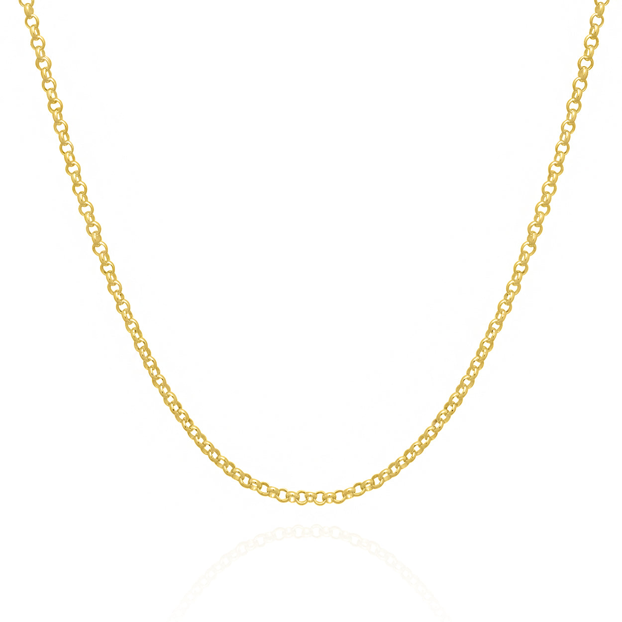 2mm Wide Rolo Style Chain Solid Gold Yellow