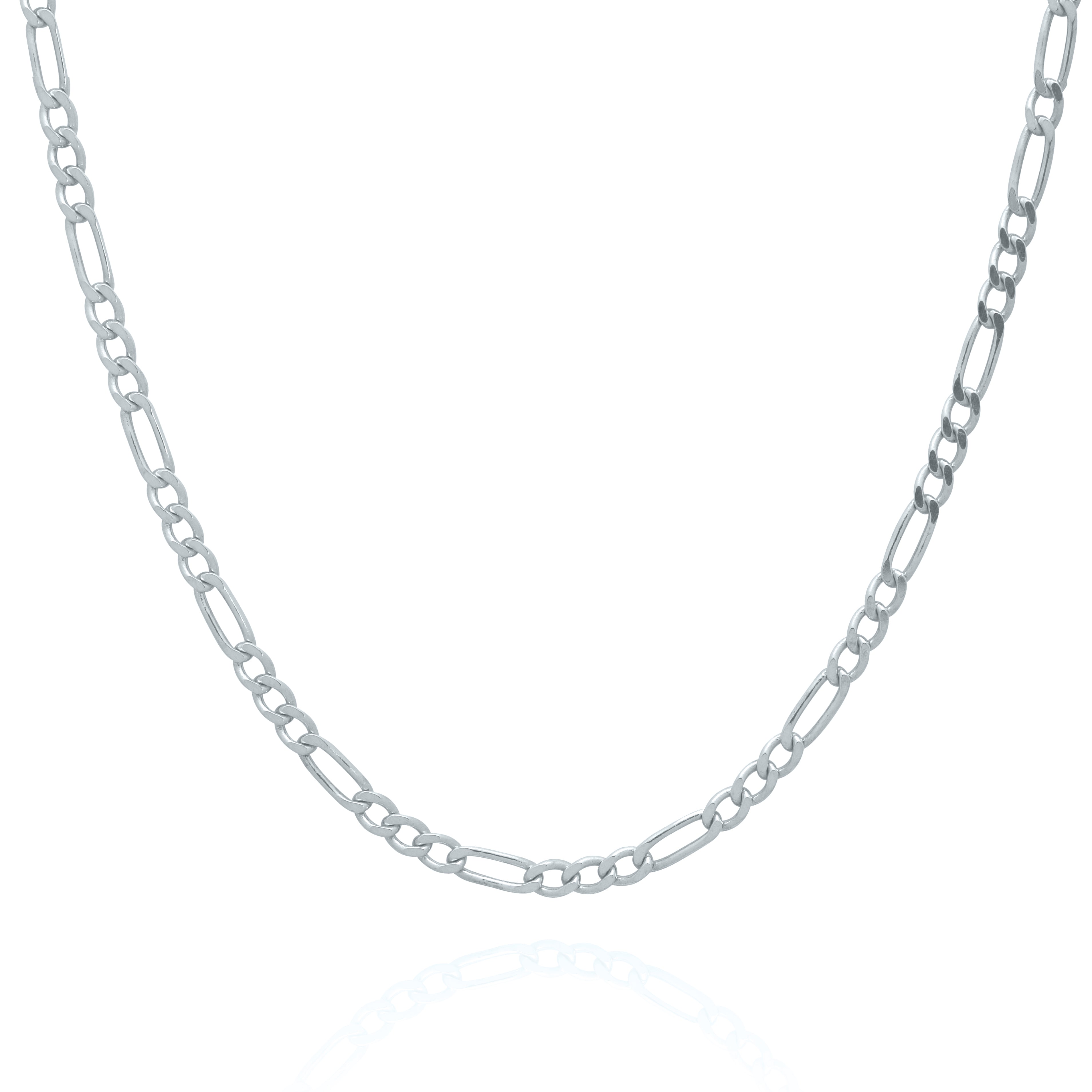3mm Wide Figaro Style Chain Solid Gold White