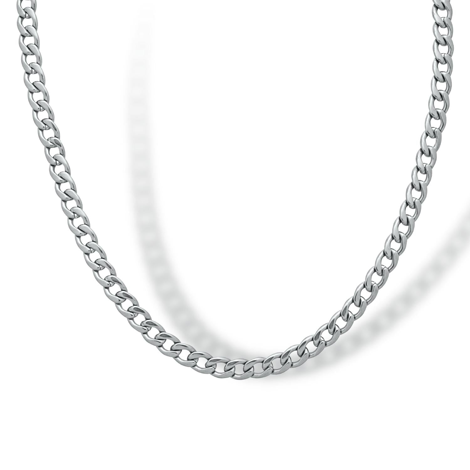 Solid White Gold Curb Chain 3.5mm Width