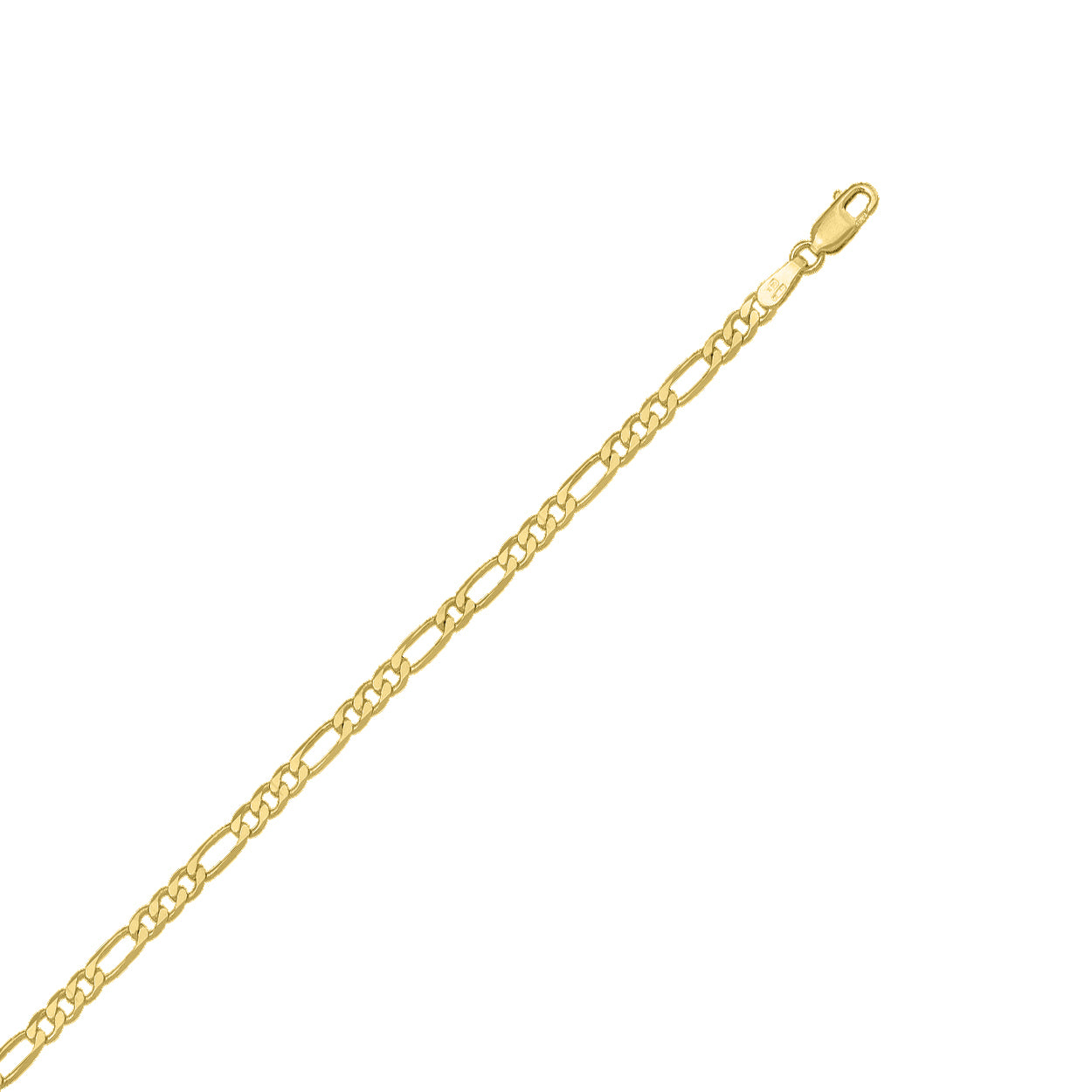 18kt Yellow Gold Figaro Style Bracelet with 3mm Width