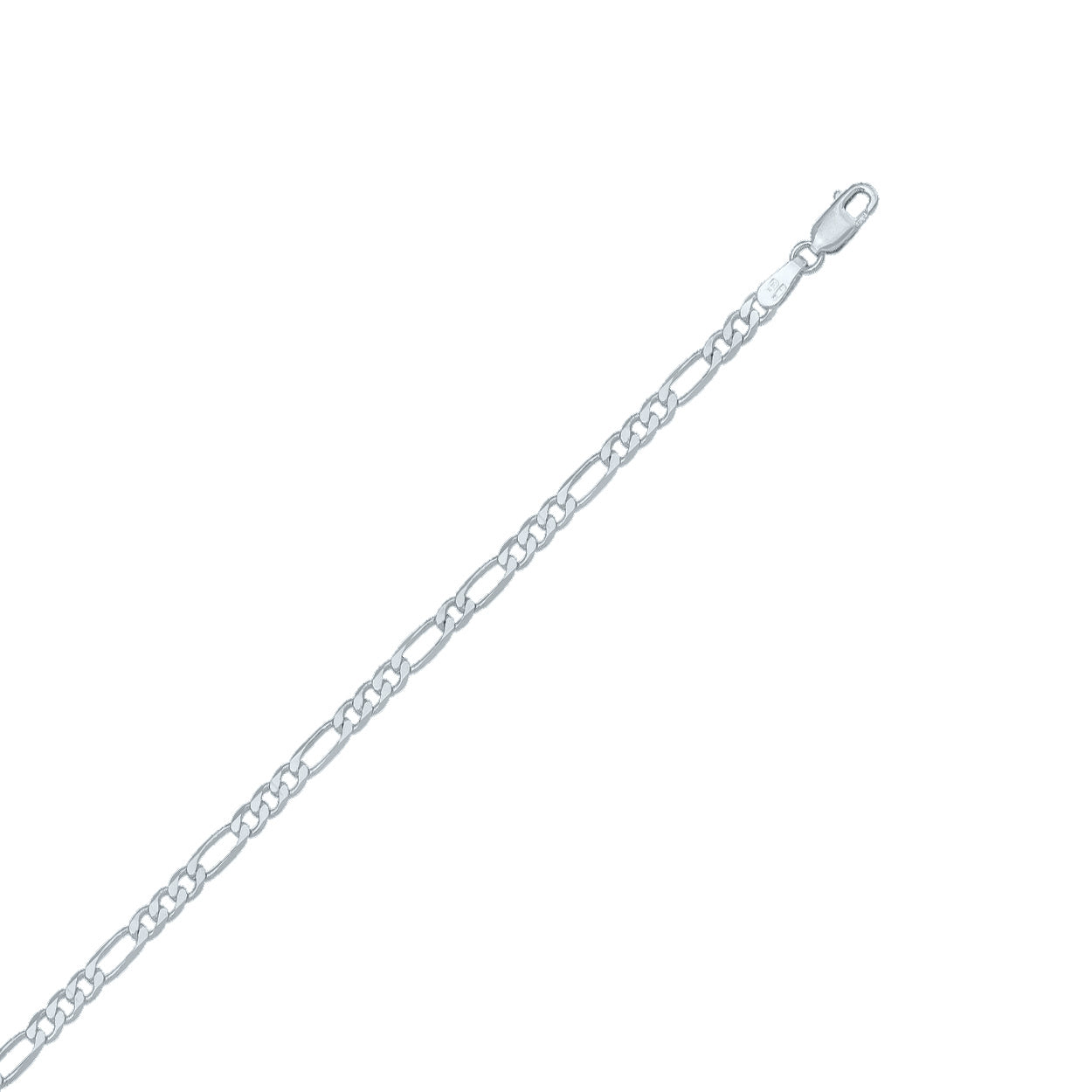 18kt White Gold Figaro Style Bracelet with 3mm Width