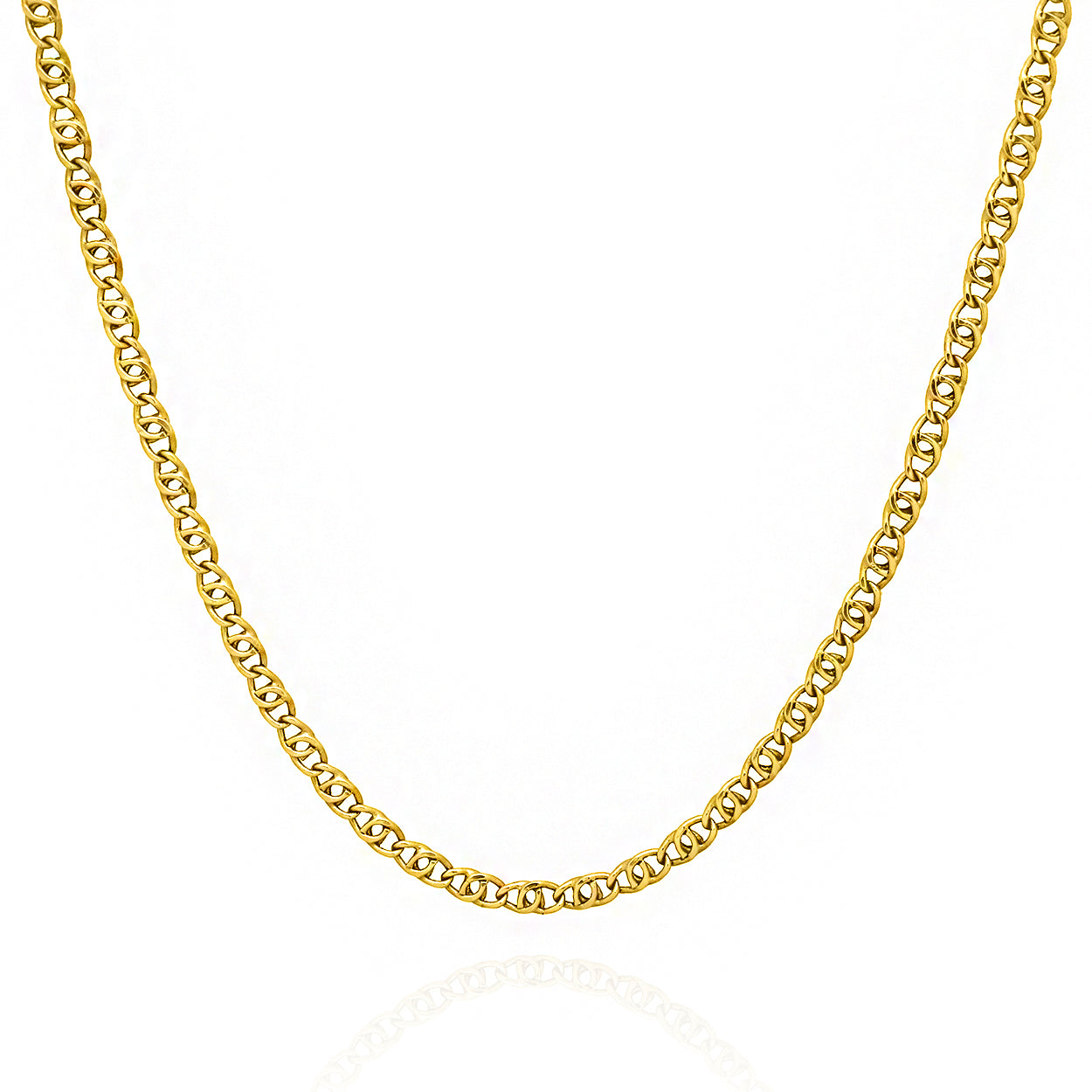 3mm Wide Marine Style Chain Solid Gold Yellow
