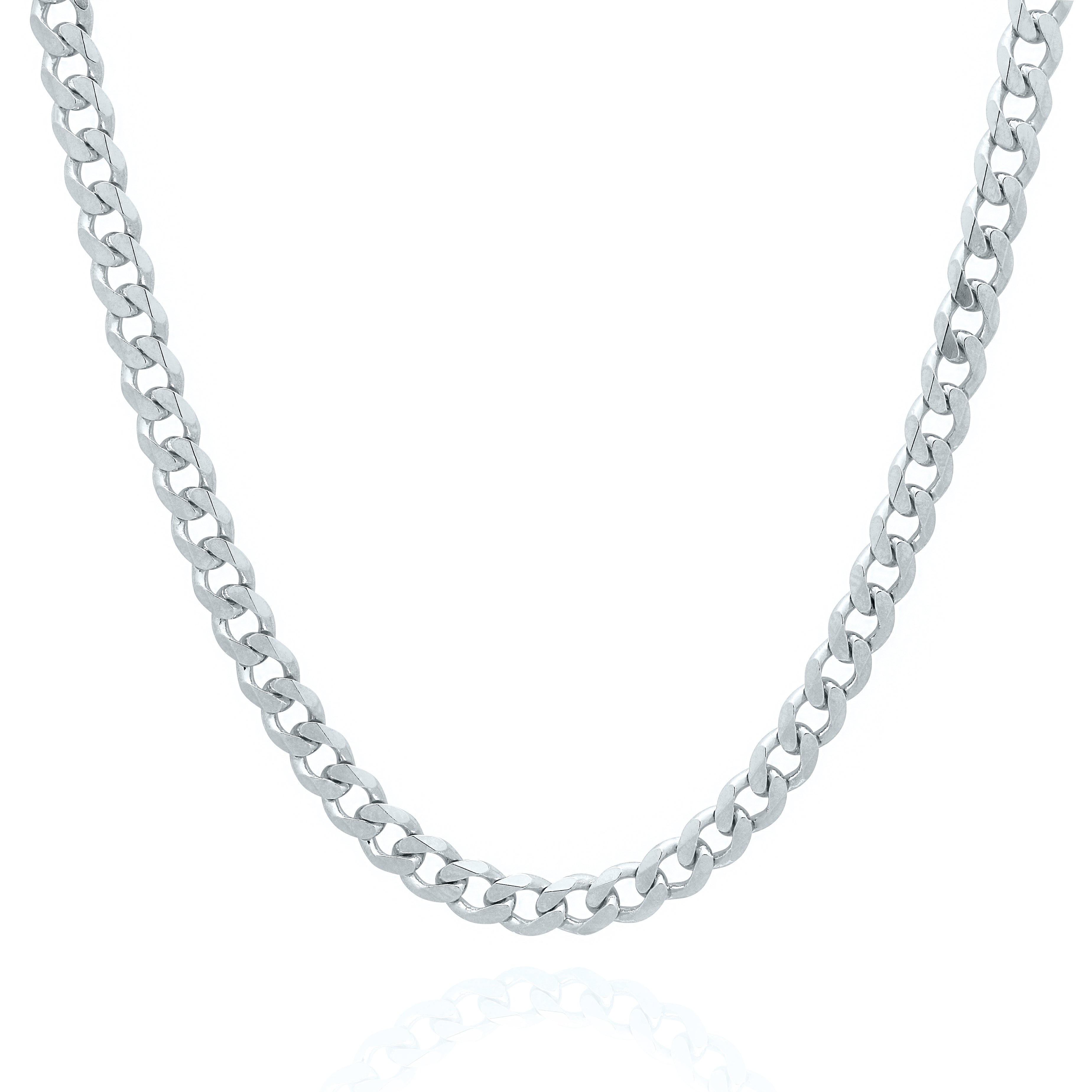4.5mm Wide Curb Style Chain Solid Gold White