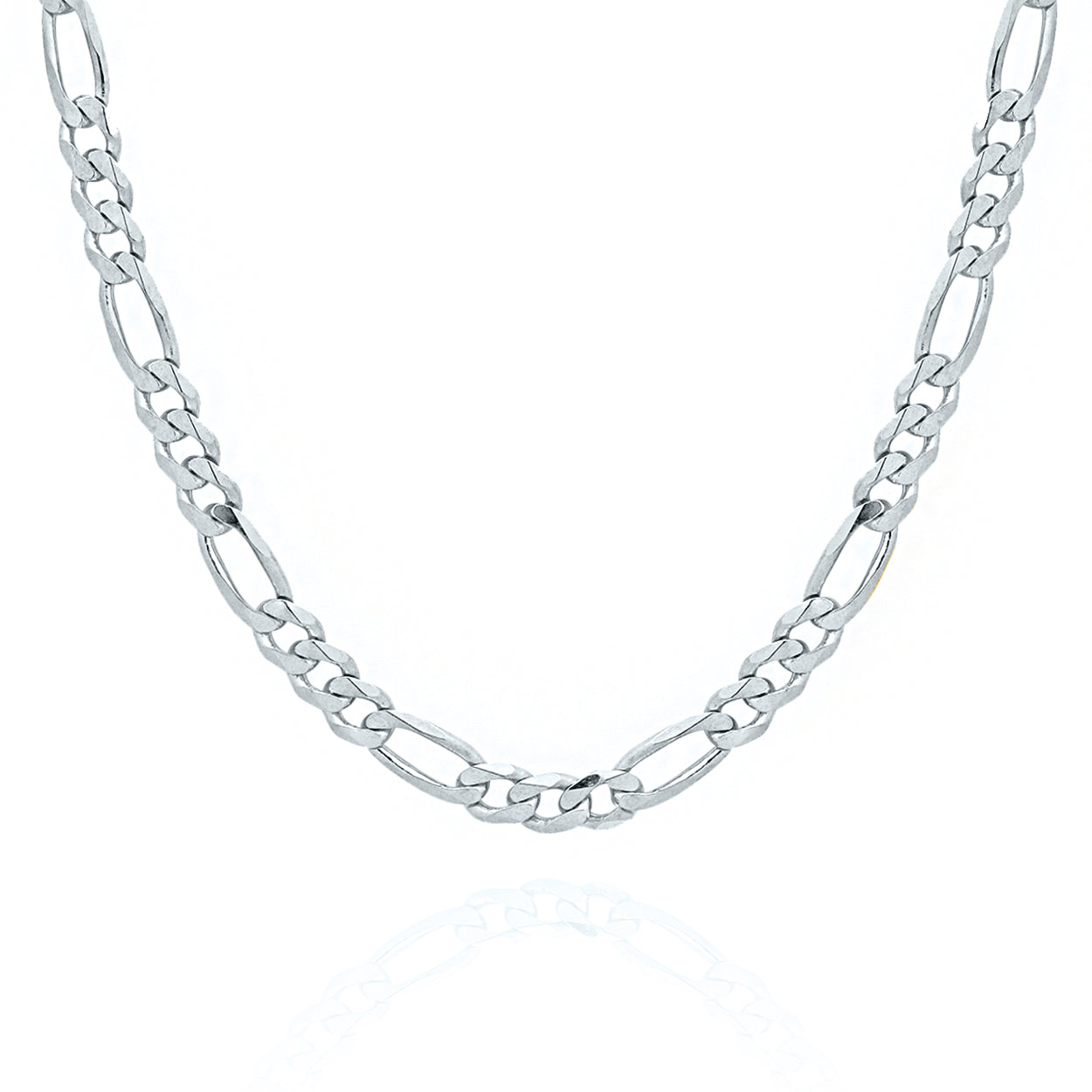 5mm Wide Figaro Style Chain Solid Gold White