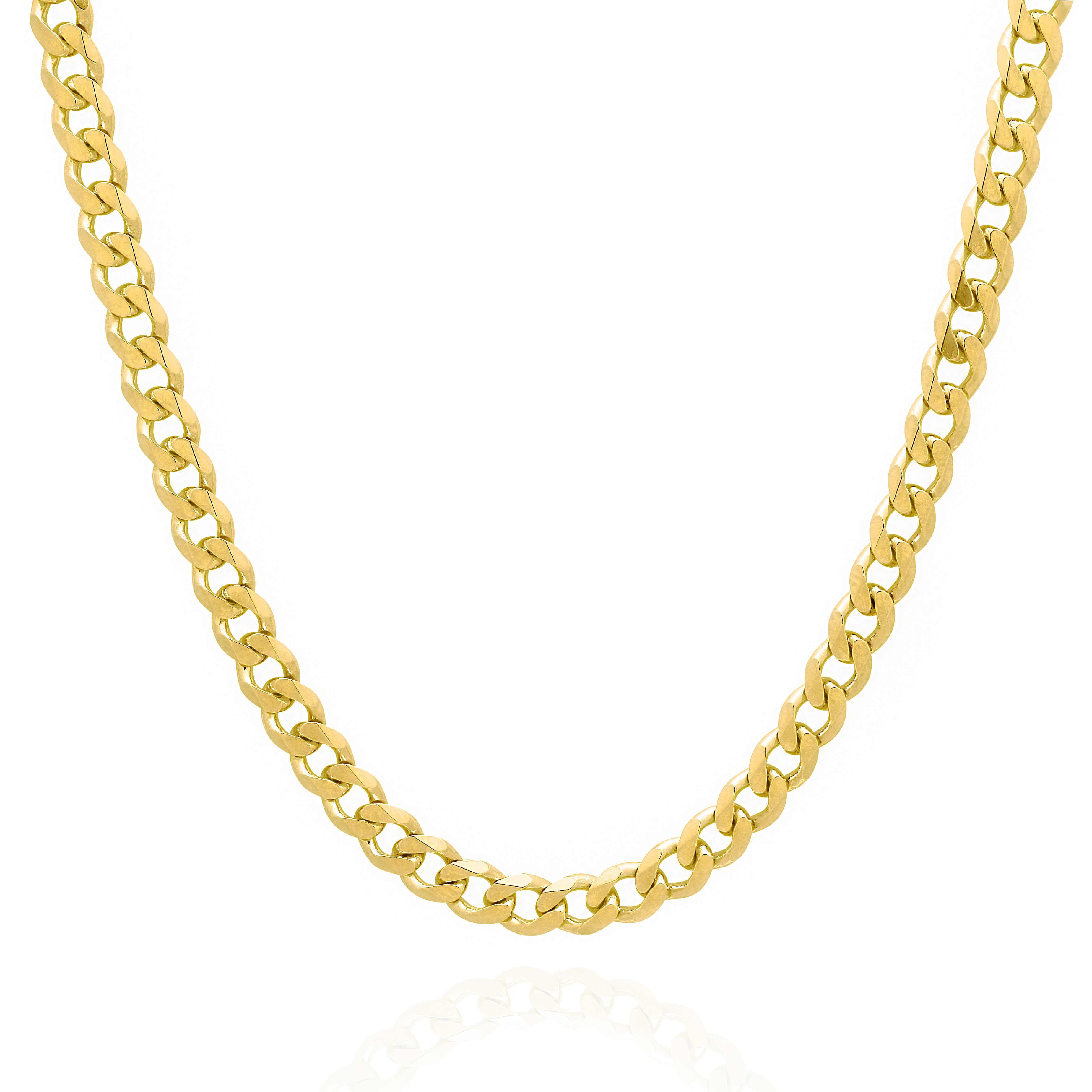 4.5mm Wide Curb Style Chain Solid Gold Yellow