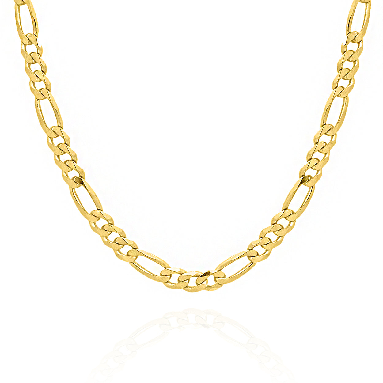 5mm Wide Figaro Style Chain Solid Gold Yellow