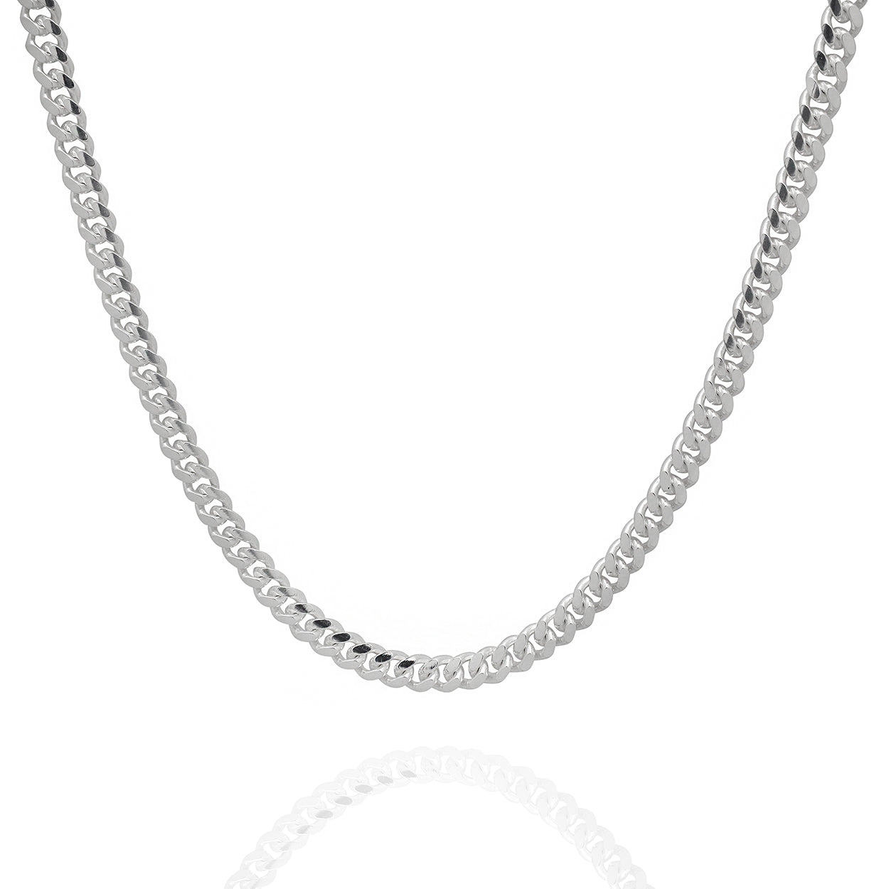 Sterling Silver 925 4mm Width Cuban Style Chain 01