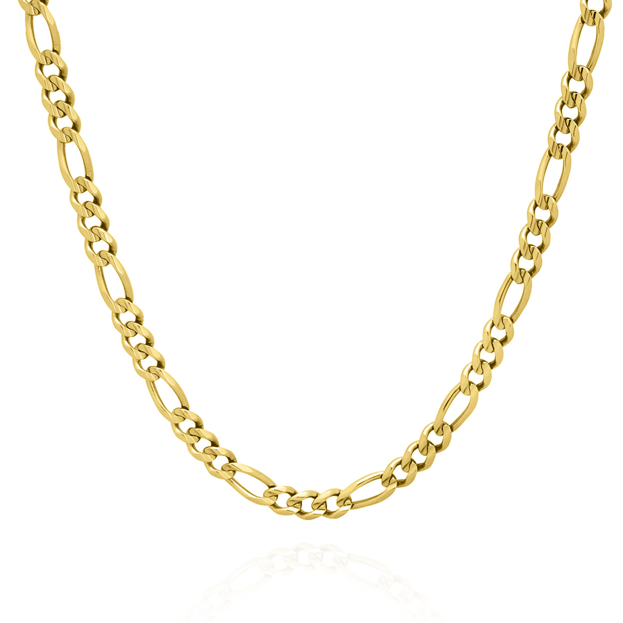 4mm Wide Figaro Style Chain Solid Gold Yellow