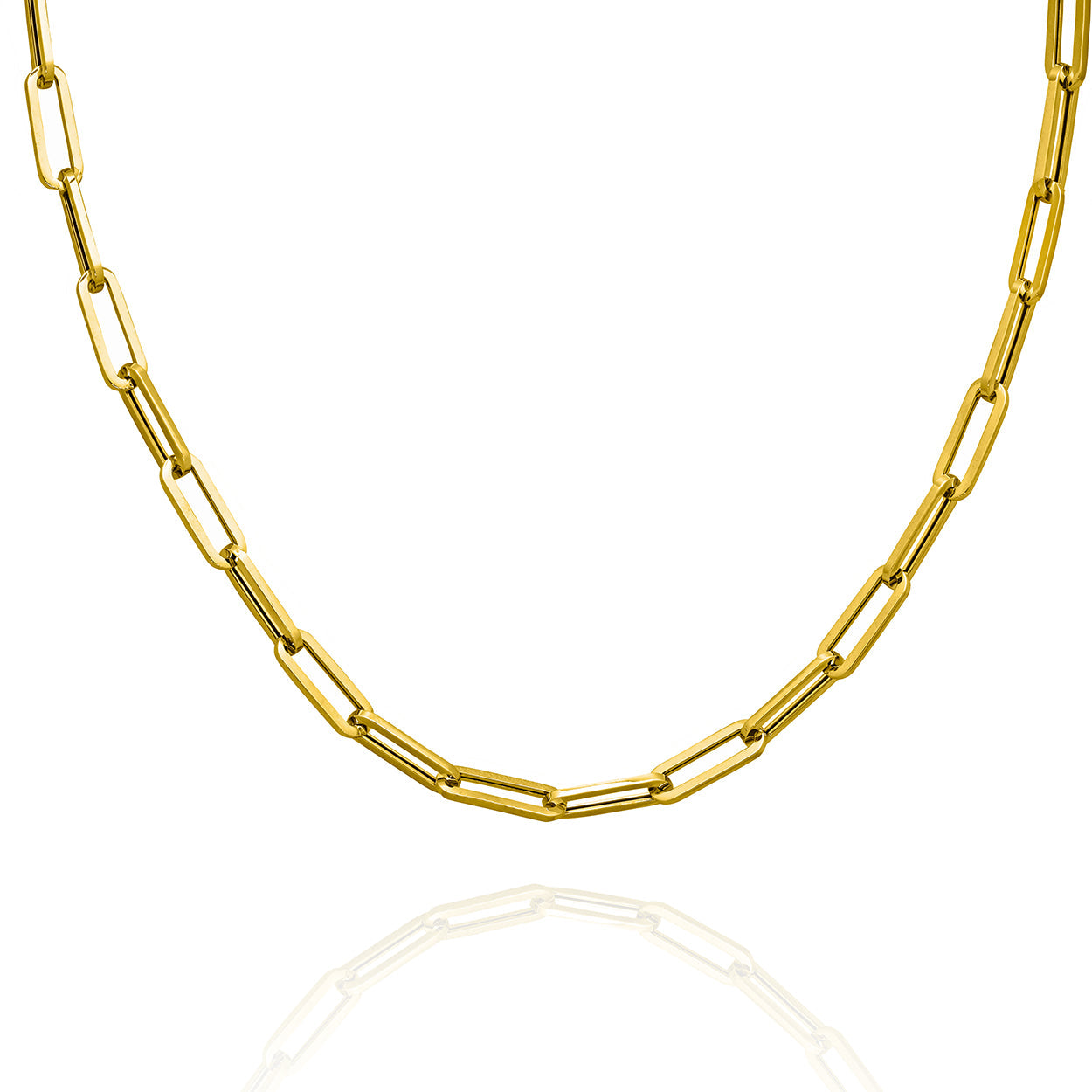 10KT Solid Gold Paper Clip Style Chain 4mm Wide