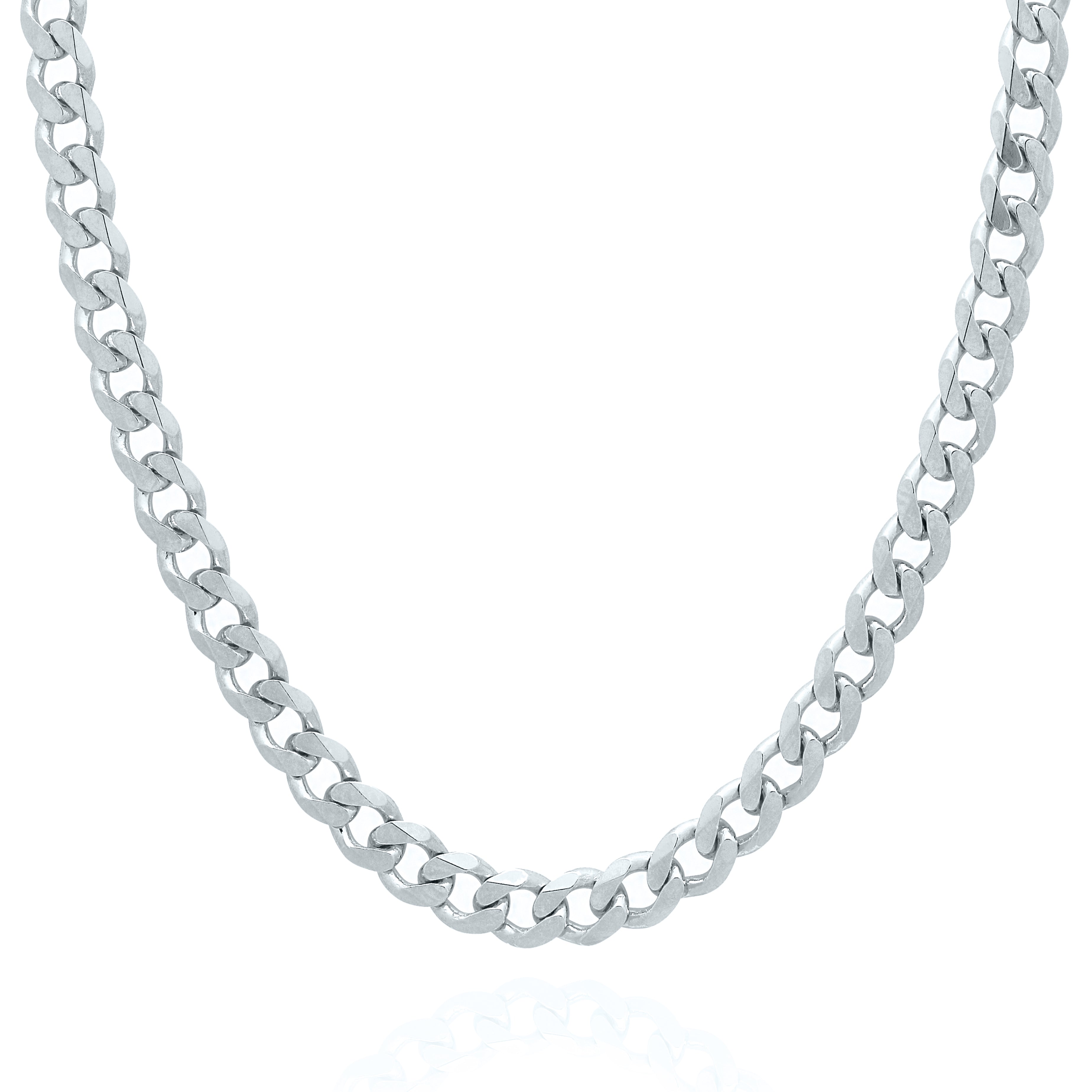 5.5mm Wide Curb Style Chain Solid Gold White
