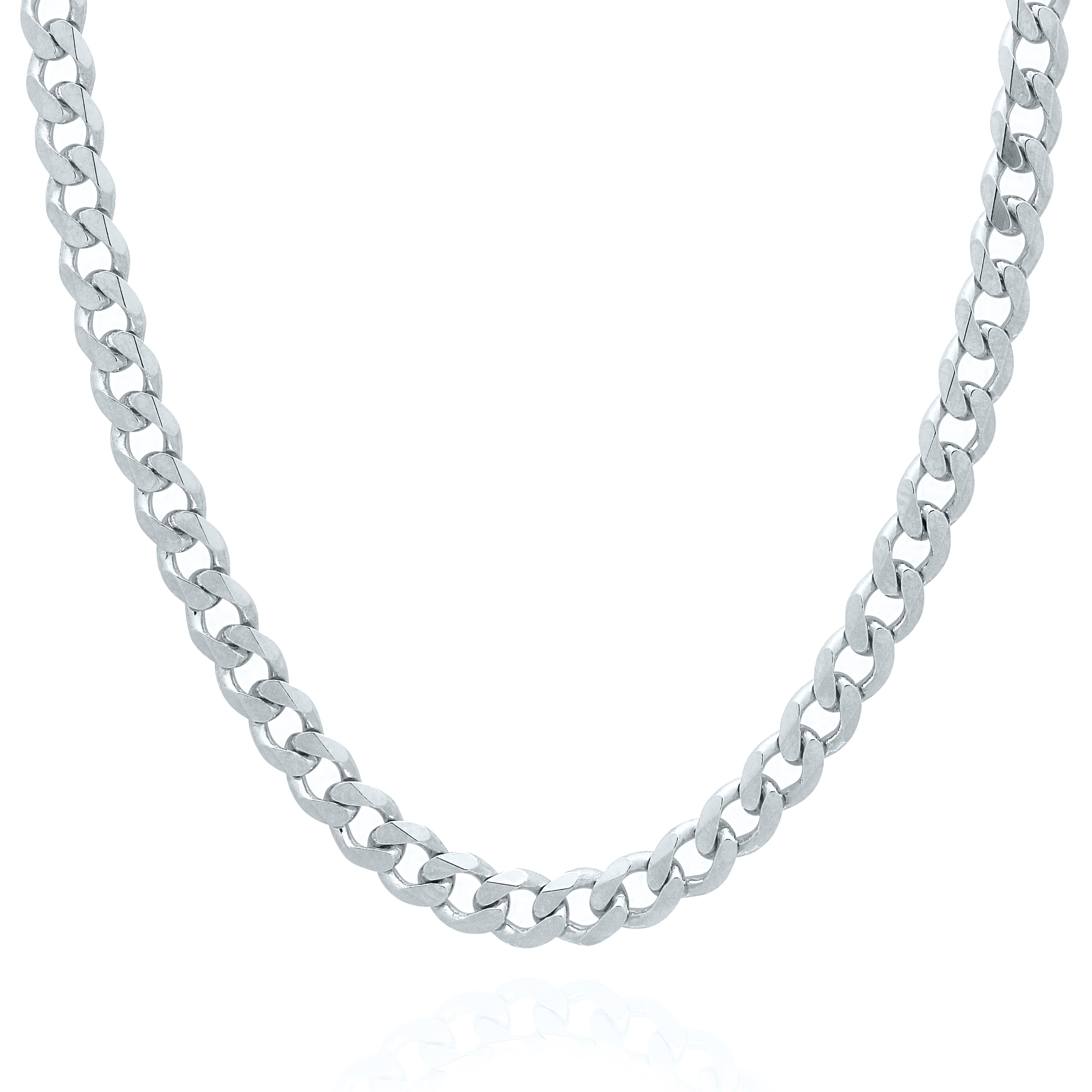 5.5mm Wide Curb Style Chain Solid Gold White