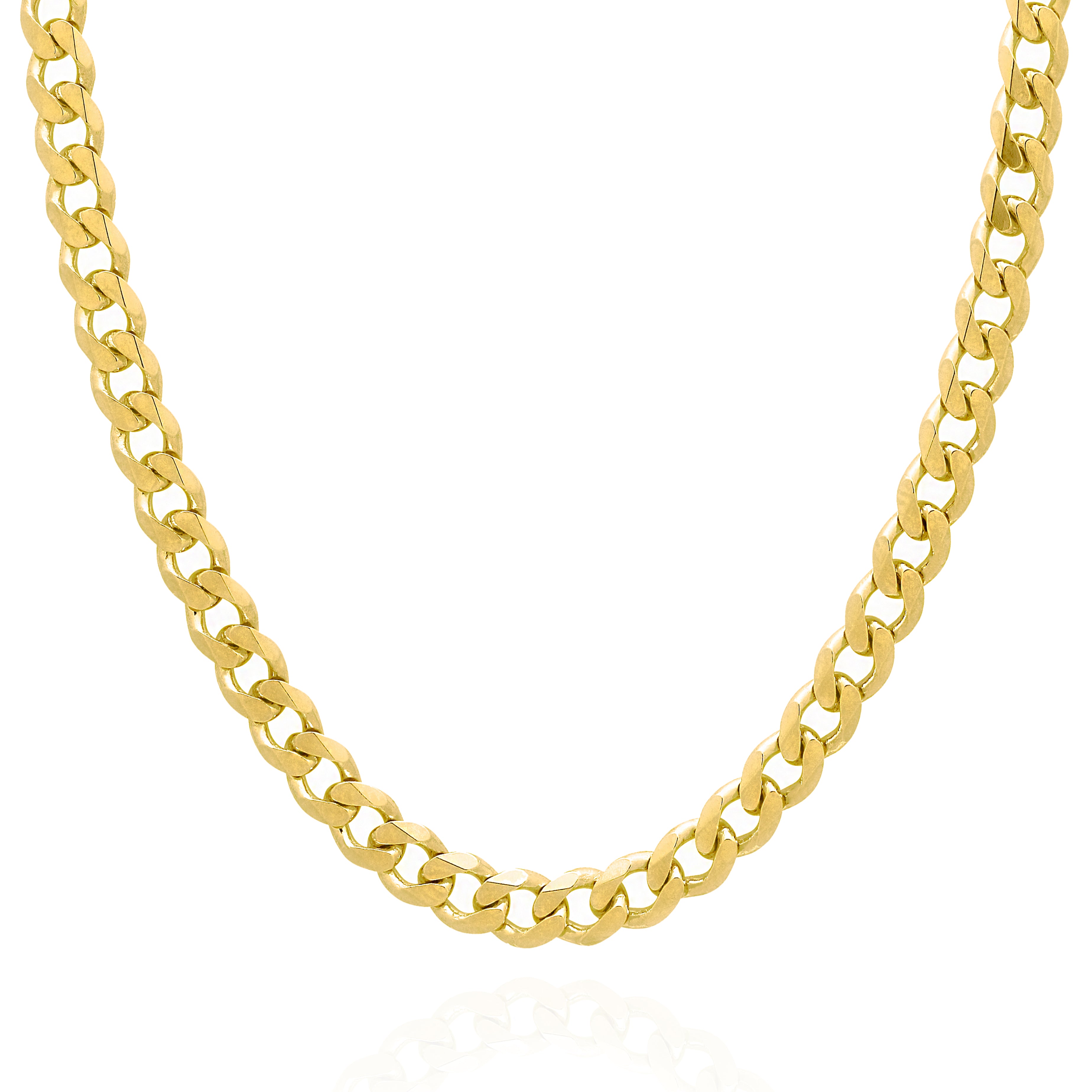 5.5mm Wide Curb Style Chain Solid Gold Yellow