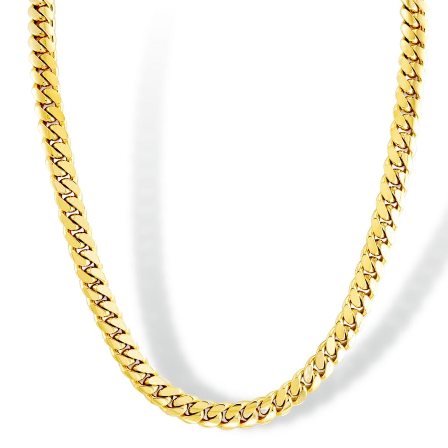 Solid Yellow Gold Miami Cuban Chain 9.5mm Width