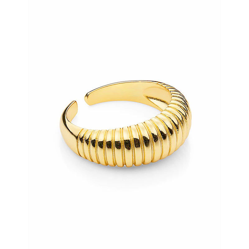 Open Striped Ring - Gold