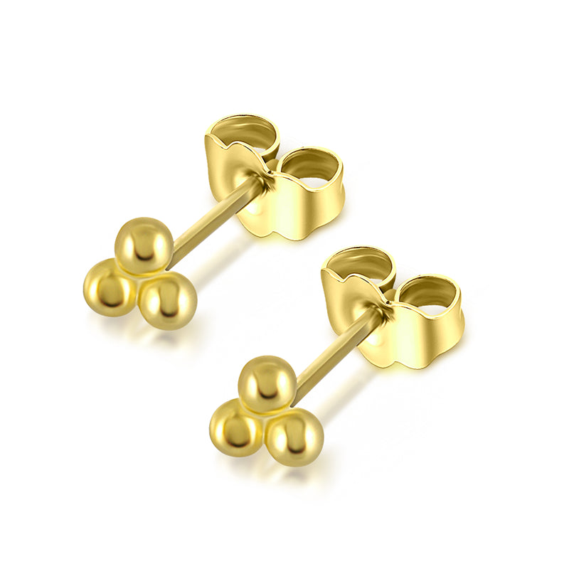 18kt Gold plated Sterling Silver Trio Studs 1