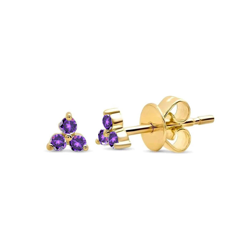 18kt Gold Plated Sterling Silver Trio Studs Amethyst