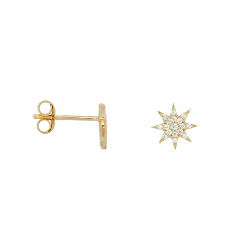 18kt Gold Plated Sterling Silver Cubic Sun Studs