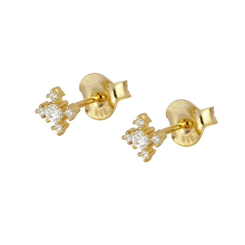 18kt Gold Plated Sterling Silver Mini Snowflake Studs