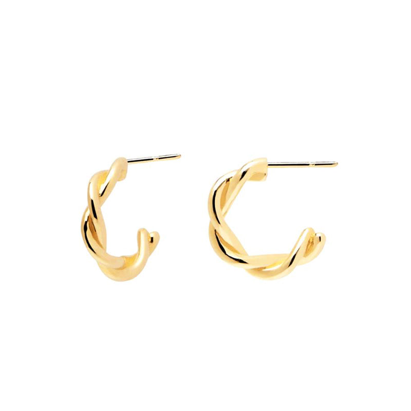 18kt Gold Plated Sterling Silver Woven 10mm hoops 1