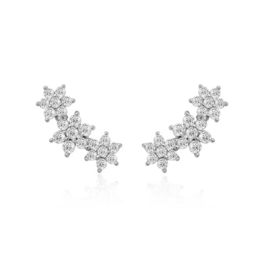 Sterling Silver Triple Flower Studs