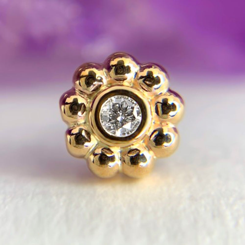 18kt Gold Plated Sterling Silver Flower Cubic Studs 2