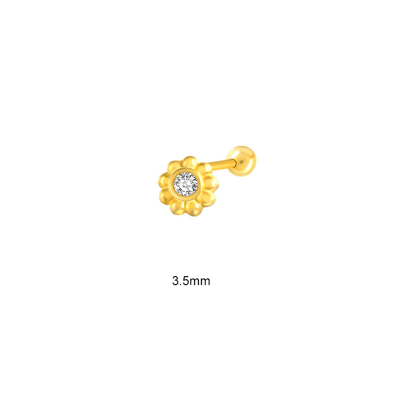 18kt Gold Plated Sterling Silver Flower Cubic Studs 1