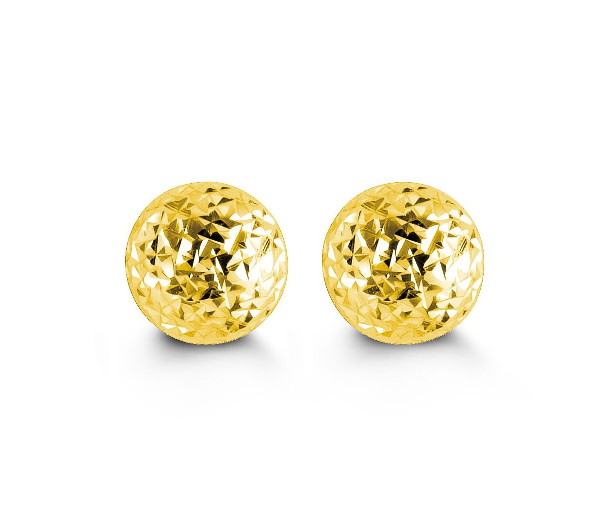 10KT Yellow Gold Textured Ball Style Earrings 7mm Diameter