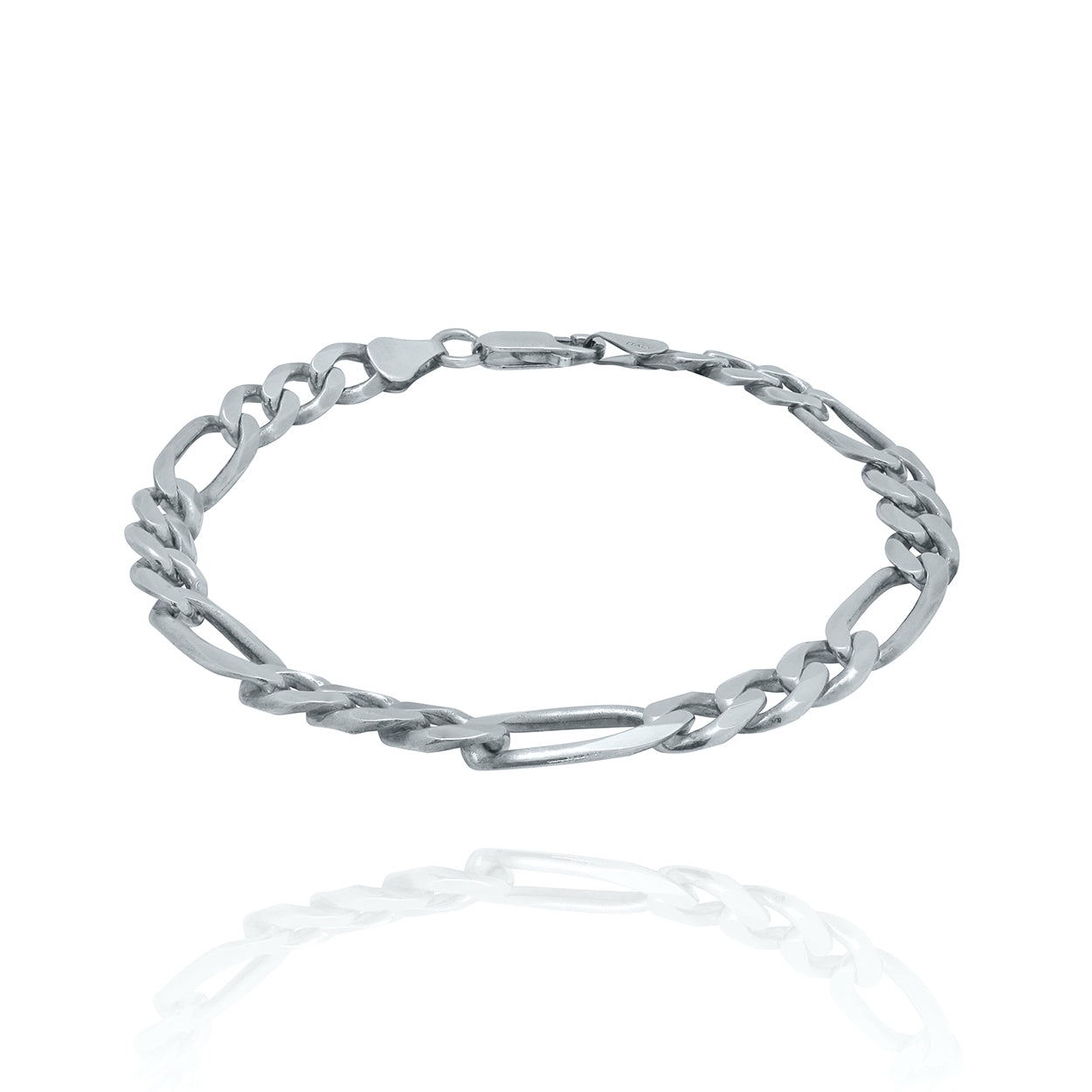 7mm Sterling Silver Figaro Style Bracelet