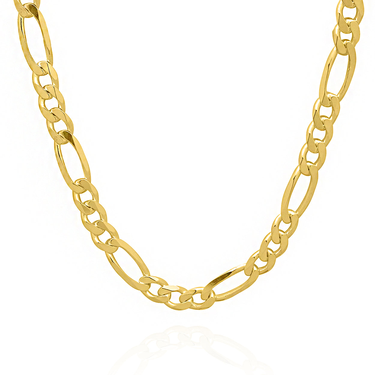 7mm Wide Figaro Style Chain Solid Gold Yellow