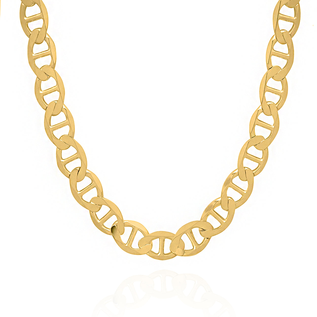 7mm Wide Marine Style Chain Solid Gold Yellow