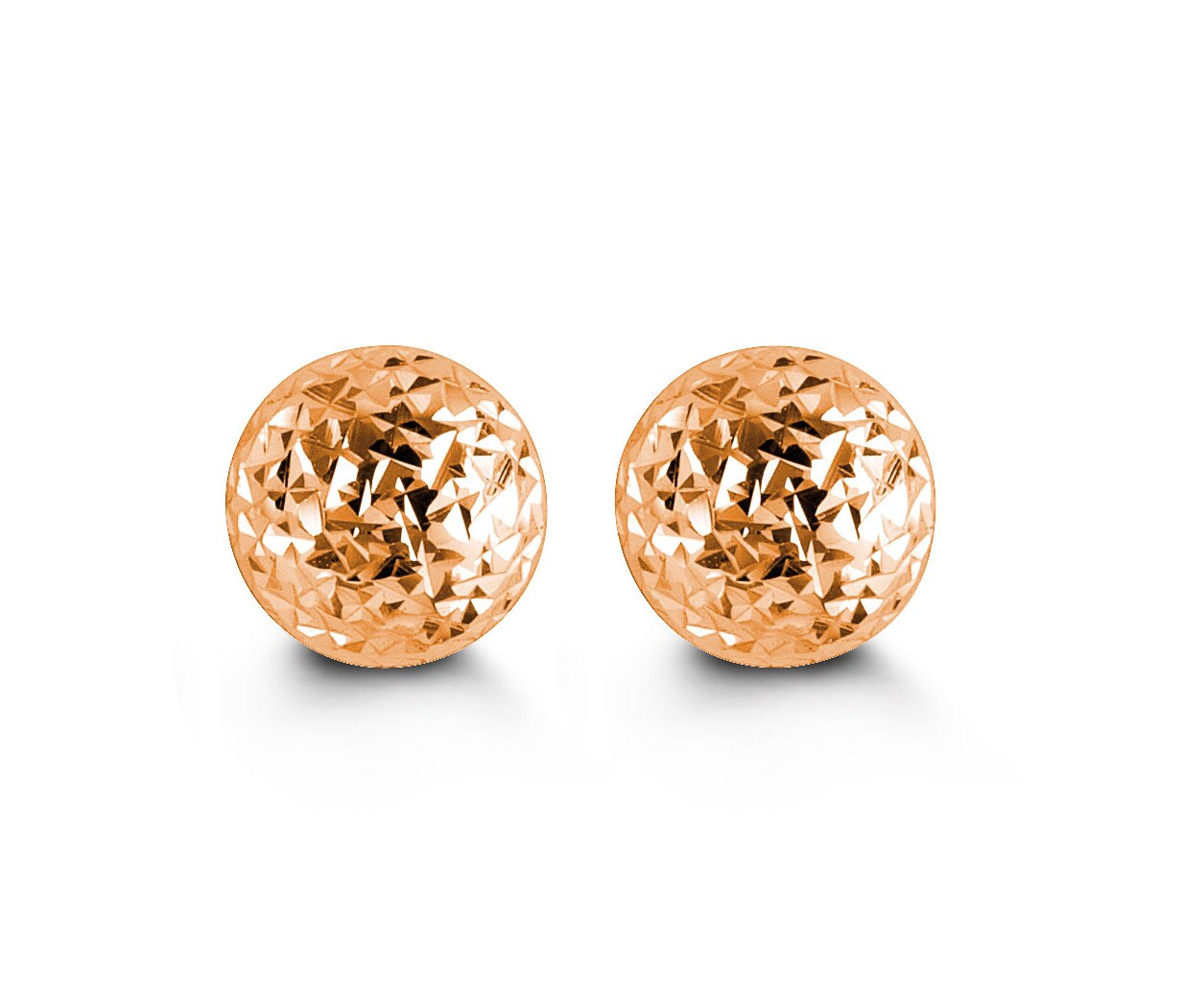 10KT Rose Gold Textured Ball Style Earrings 7mm Diameter