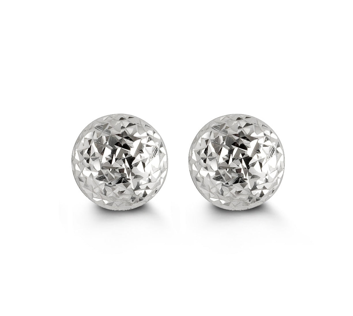 10KT White Gold Textured Ball Style Earrings 7mm Diameter