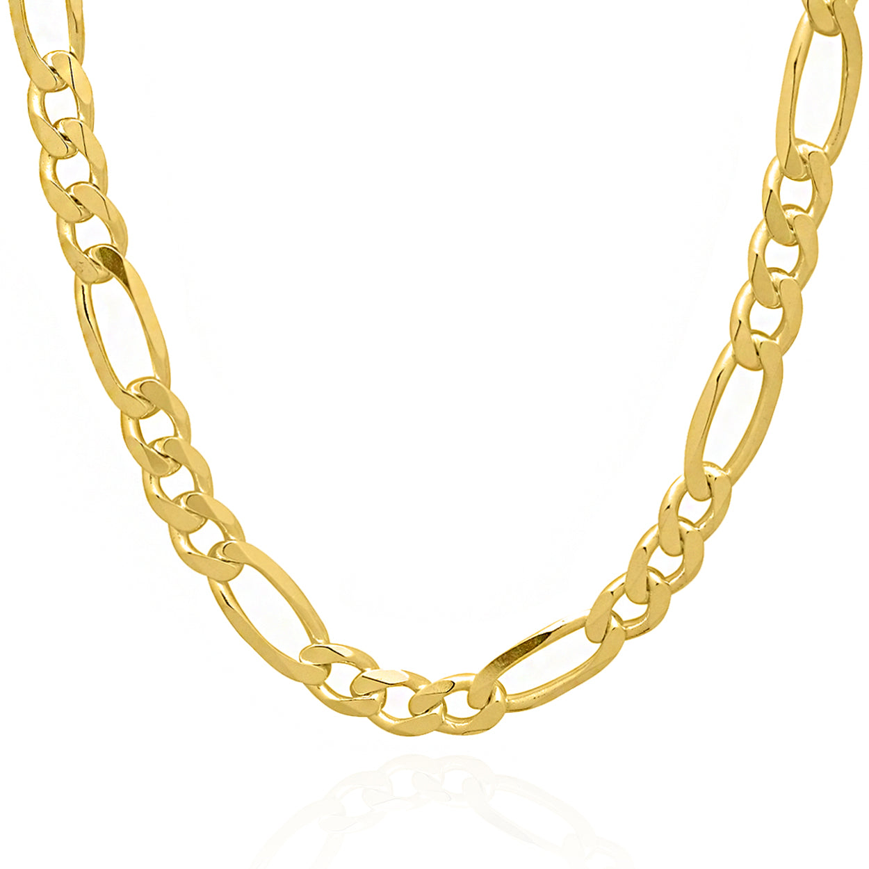 8mm Wide Figaro Style Chain Solid Gold Yellow